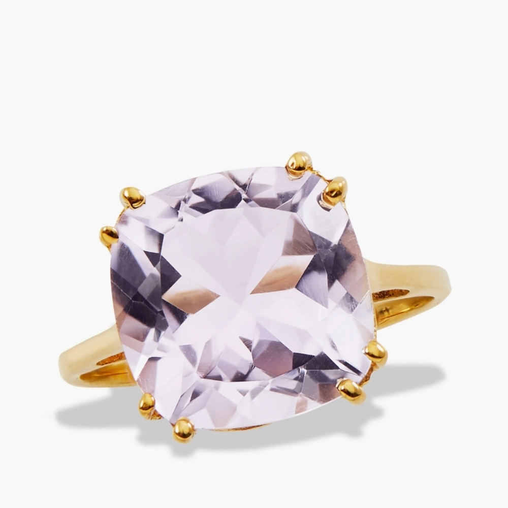 Savvy CIE 18K Gold Plated Sterling Silver Pink Amethyst Ring Size 6
